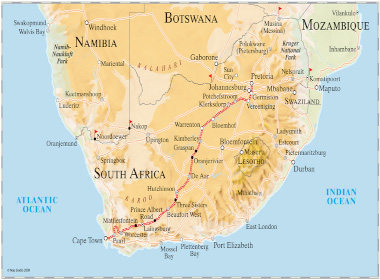 Rovos rail map Cape Town