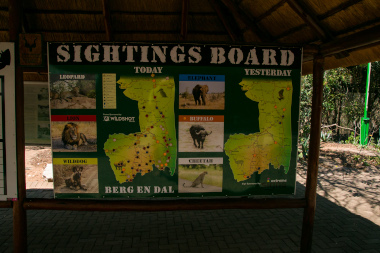 sighting board kruger national Park camp